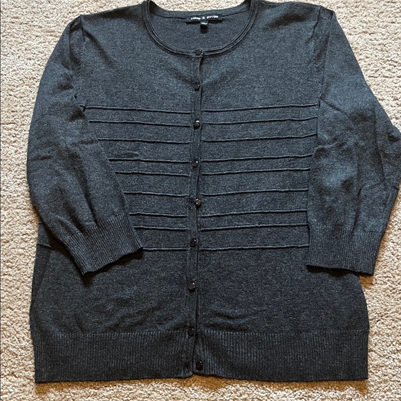 Cable & Gauge Sweaters - Cable & Gauge Charcoal Knit Cardigan